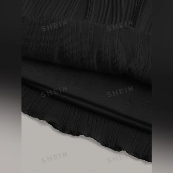 SHEIN ICON BODYCON MINI SKIRT IN BLACK *SKIRT ONLY* SIZE S TEXTURE KNIT FABRIC - Picture 3 of 8